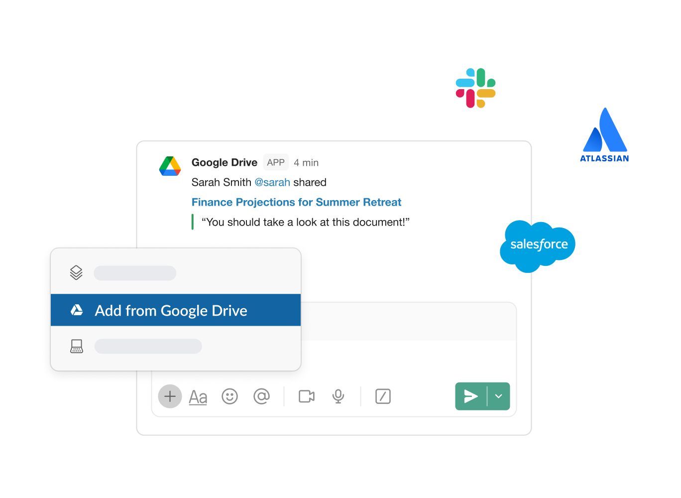 Ventana para importar un archivo desde Google Drive en una aplicación de terceros como Salesforce
